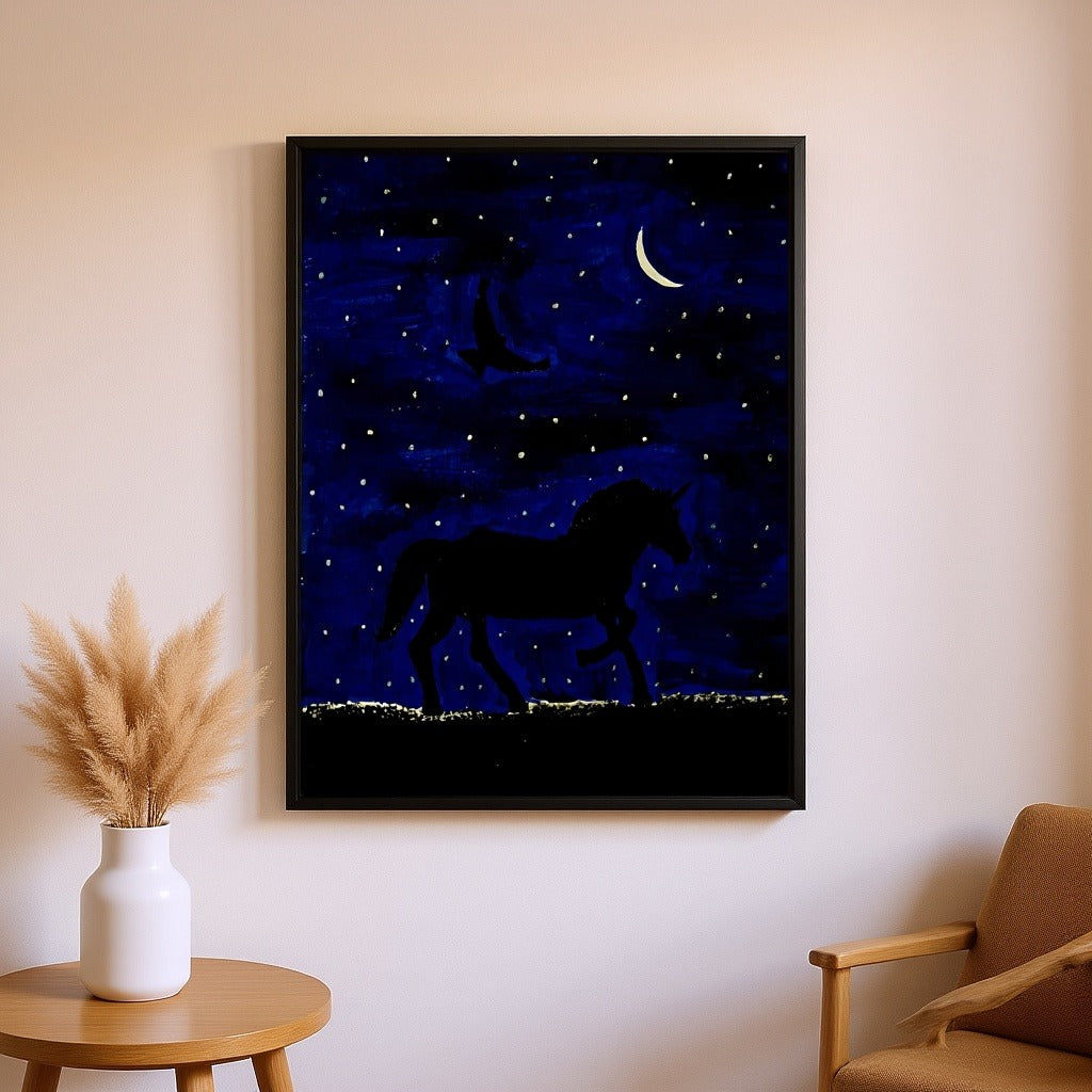 Moonlight Horse – Handmade Wall Painting